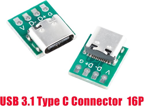 Placa de ruptura USB 3.1 tipo C 5 piezas conector hembra PCB para transferencia de datos hágalo usted mismo - Imagen 2 de 4