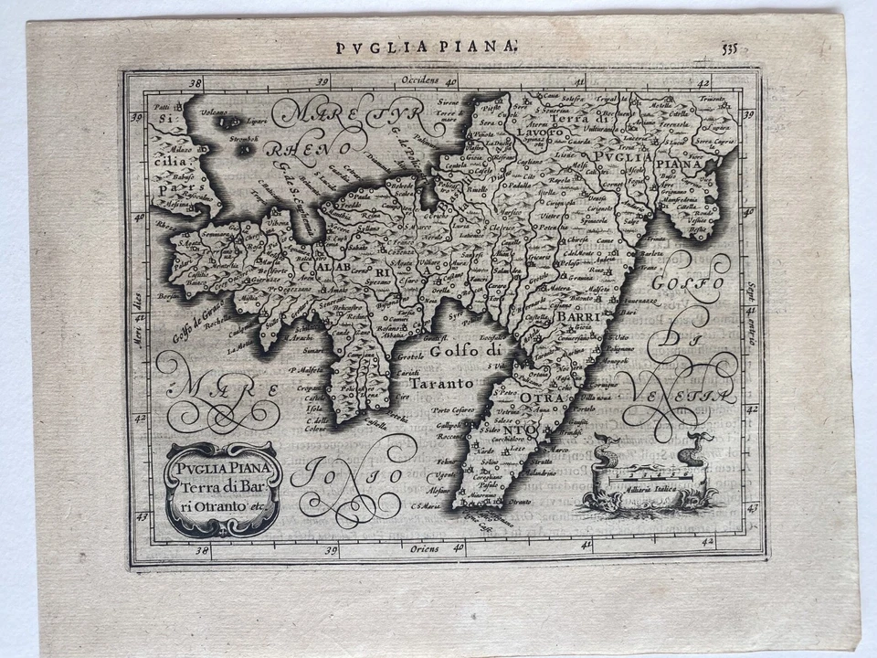 Antique Map of Italy "PUGLIA PIANA" by Mercator,  c. 1628 - Image 2 of 3