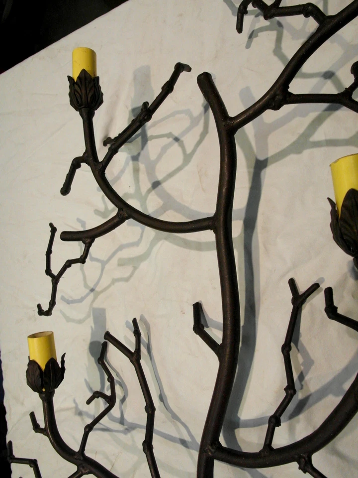 RARO NUEVO PERSONALIZADO GRANDE COLOR RÚSTICO RAMAS DE ÁRBOL 4 LUCES LÁMPARA APLIQUE DE PARED Foto 4 de 4