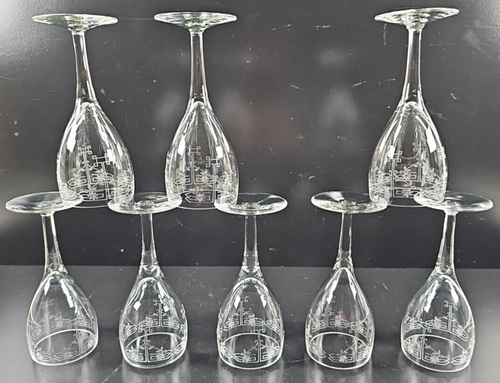 (8) Fostoria Floral Etch Wine Glasses Set Depression Elegant Clear Stemware Lot - Picture 6 of 24