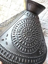 Irvin's Country Tinware Betsy Ross Shade with Chisel in Kettle Black