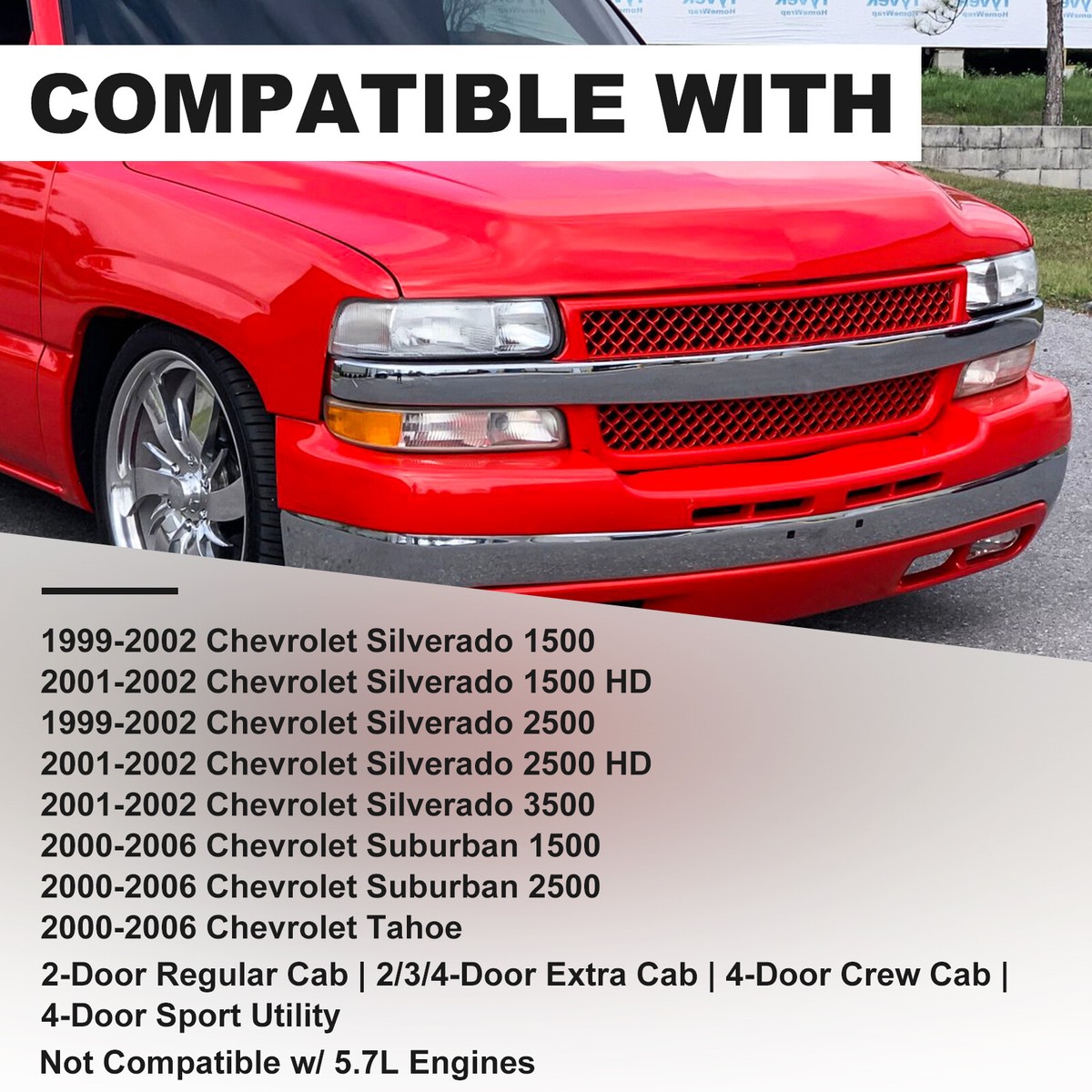 Chrome Headlight Assembly For 1999-2002 Chevy Silverado & 2000-2006 Suburban Tahoe – Clear Lens, Pair