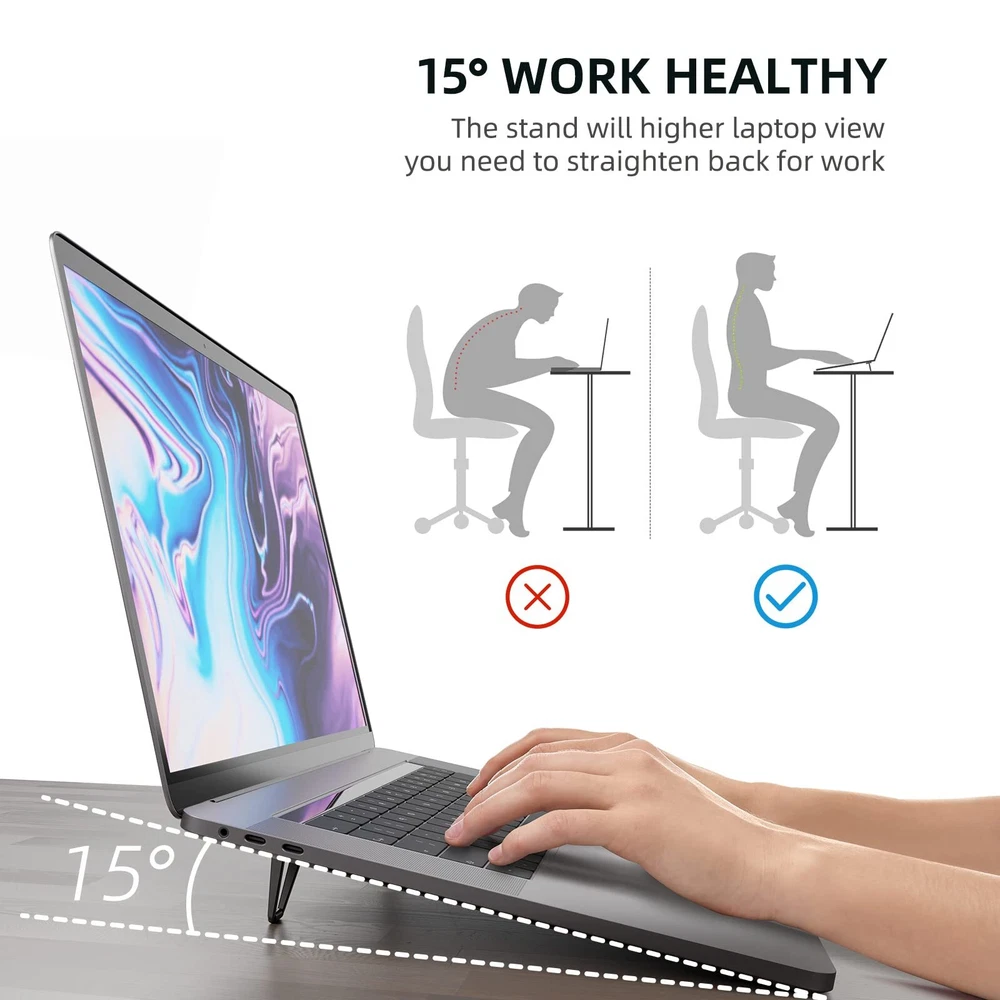 Portable Zinc Alloy Anti-Slip Laptop Stand for Desk Keyboard Riser