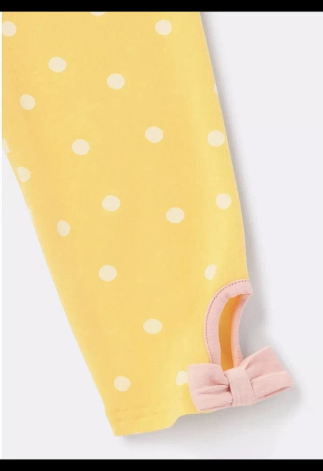Matilda Jane Yellow Submarine Polka Dot w/ Pink Bows Cropped Leggings Sz 6 - Image 2 of 4