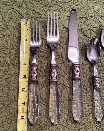 Vietri Aladdin Antique Clear Flatware 18/10 Stainless 5 Pc Place Setting New - Picture 2 of 12