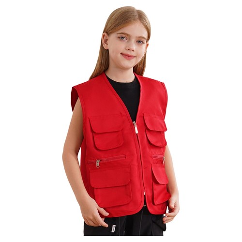 Kids Uniform Role-Playing Vest Reflective Waistcoat Multi-Pocket Boys Girls - Picture 4 of 74