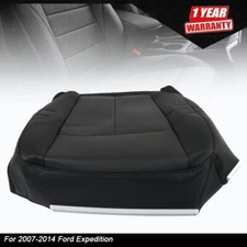 Black Leather Driver Bottom Perforated Seat Cover For 2007 - 14 Ford Expedition