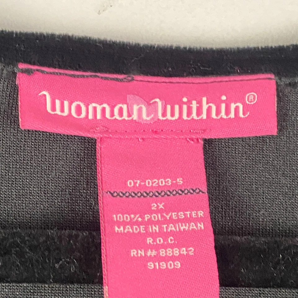 Sudadera pulóver de terciopelo suave Woman Within talla 2X negra manga larga Foto 4 de 4