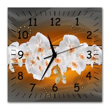 BM Wanduhr 30 cm x 30 cm leises Uhrwerk Funkuhrwerk Orchideen Blumen 9483-1 SZ