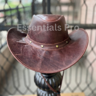 Handcrafted Brown Leather Cowboy Hat–Western Style with  display picture 1