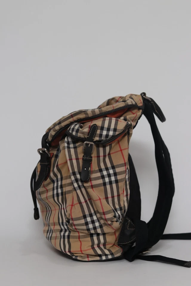 Burberry Beige/Black Vintage Check Nylon Large Rucksack Backpack - Image 3 of 4