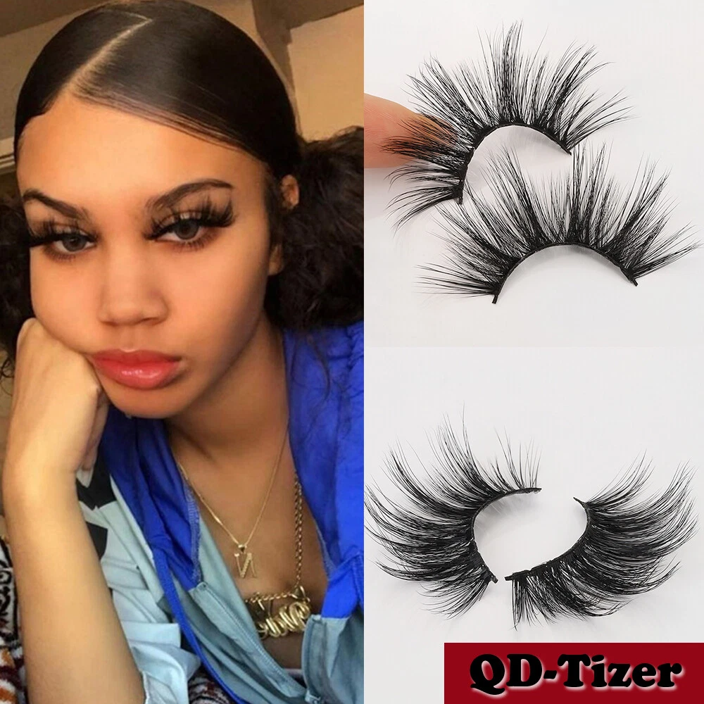3 Pairs 5D Real Mink False Eyelashes Wispy Cross Long Thick Soft Fake Eye Lashes