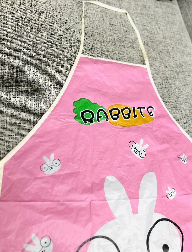 Delantal de cocina y pintura para niños con tema de conejo color rosa precioso regalo útil Foto 4 de 4