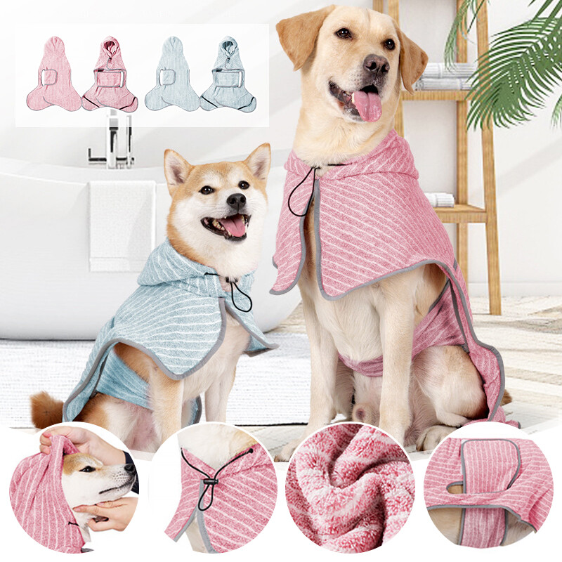 Pet Bath Towel Medium Large Dog Striped Absorbent Bath Towel Dog