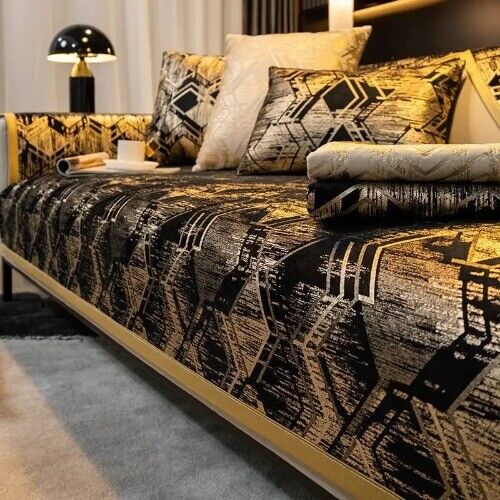 Holenderski aksamitny złoty pokrowiec na sofę poduszka antypoślizgowa lekka luksusowa skórzana sofa koc - Zdjęcie 1 z 32