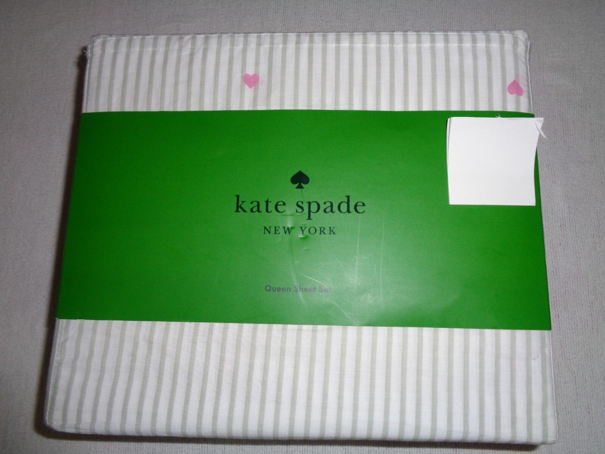 KATE SPADE DEEP QUEEN 100% Cotton Percale sheet set - Gray stripes