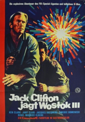 JACK CLIFTON jagt Wostok III Ken Clark Jany Clair EA-Filmplakat A1 gefaltet 1964