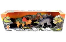 Poseable Dinosaur Action 3-Pack T-Rex Stegosaurus Protoceratops 8" Realistic New