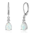 Water Drop White Gold Fire White Opal Stud Earrings Silver Filled For Women Girl