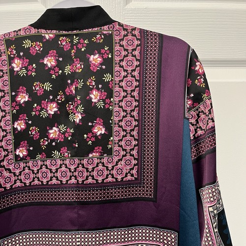 Chico's Womens Soft Patchwork Jacket Size 2 Soft Crepe Fabric Elegant Purple - Picture 7 of 14