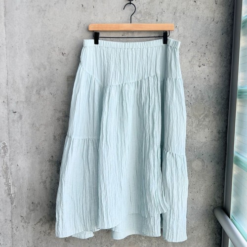 $325 Vince Tiered Asymmetrical Pastel Mint Crinkle Satin Faux Wrap Midi Skirt L - Picture 5 of 16