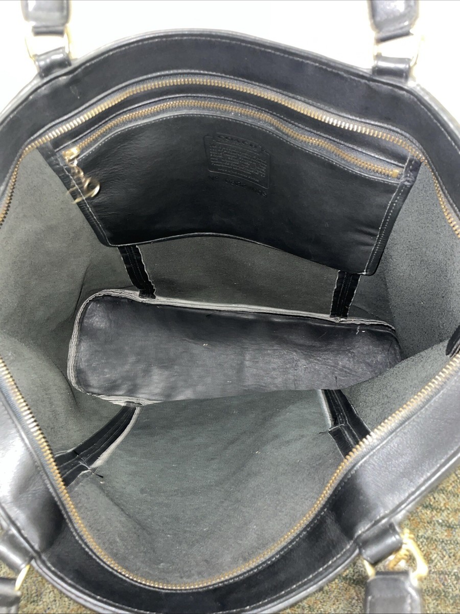 RARE Vintage 1990 XL Coach Black Leather Carry- All Tote