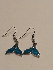 Glittery Mermaid Tail Earrings Marked 925