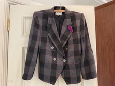 Kasper Asl Jacket Size 12 Black/grey/ Purple Check