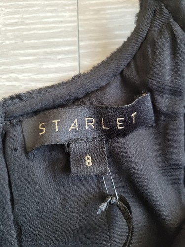 Starlet Black Crushed Velvet Embellished Zip Back Corset Top Size UK 8 RRP £65 - Picture 9 of 9