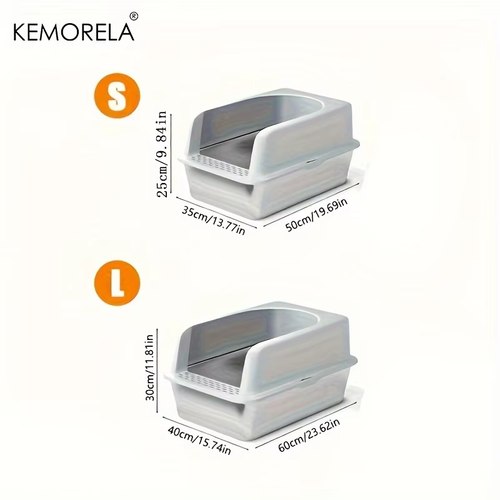 Semi-closed Stainless Steel Cat Litter Box with High Sided - Picture 8 of 24