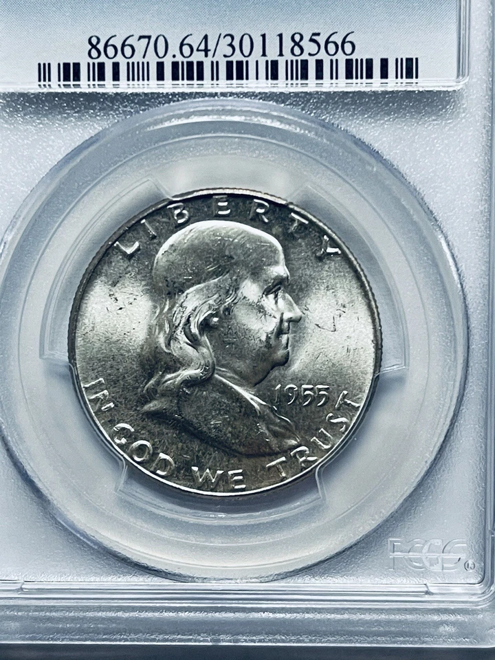 1955 Franklin Silver Half Dollar PCGS MS64FBL - Image 3 of 4