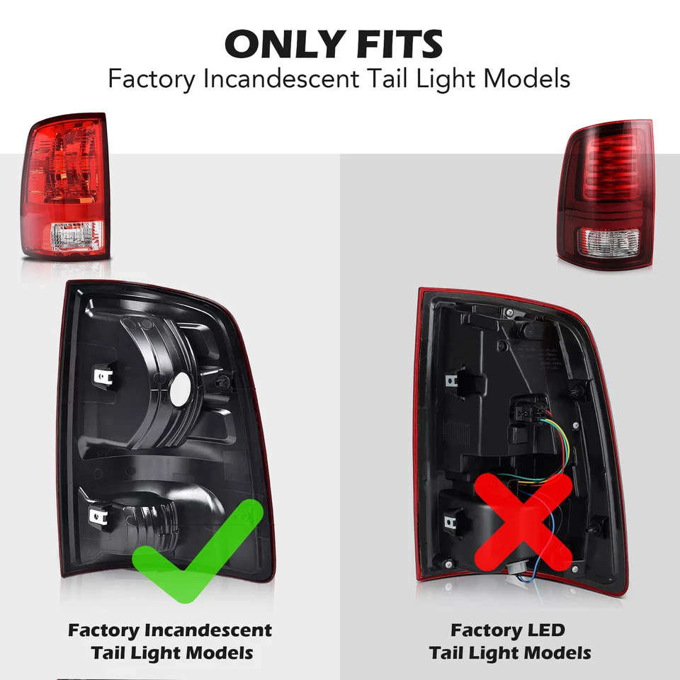 For 09-2018 Dodge Ram 1500 10-18 Ram 2500 3500 Black LED Tube Tail Lights Pair - Image 4 of 4