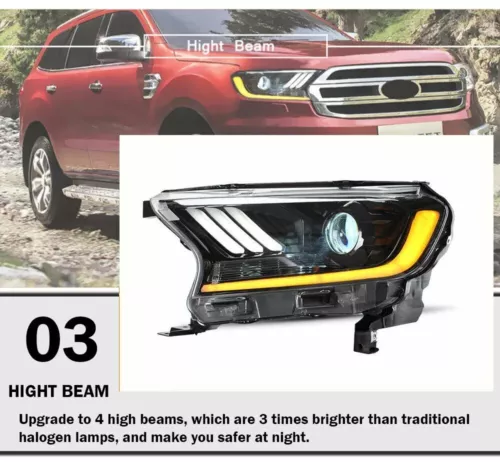 2X Per Ford Ranger 2015-2019 Gruppo Fari LED Doppio Faro Proiettore Lente - Foto 19 di 23