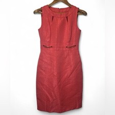 Tahari ASL Arthur S Levine Coral Geometric Textured Dress Size 2 A-Line Sheath