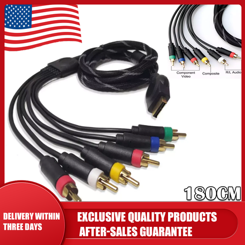 180cm PS 2/ PS 3 HD Component Cable-YPbPr AV Video Cord for Gaming,6 ...