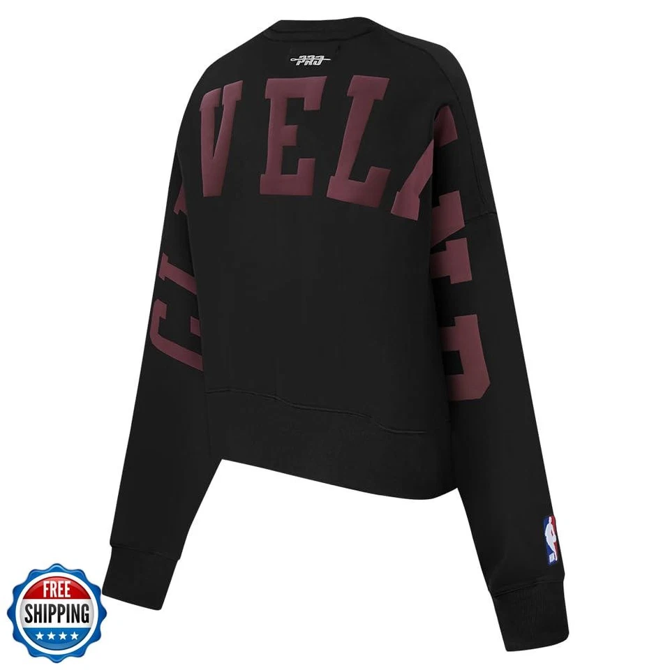 PRO STANDARD Womens NBA Cleveland Cavaliers Wingspan Crewneck Sweatshirt Blac - Image 4 of 4