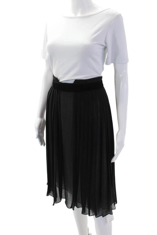 Женская черная плиссированная трапециевидная юбка миди Robert Rodriguez 100% полиэстер размер S - Изображение 2 из 4