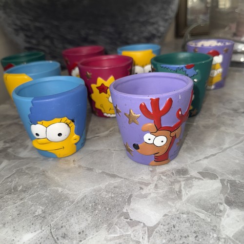Simpsons Christmas Mini Plant Pots 2002 X9 - Picture 1 of 6