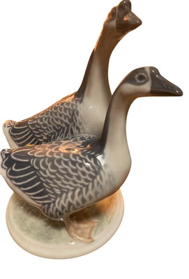 Royal Copenhagen by Peter Herold '' Pair of Goose '' Ceramics Figurine