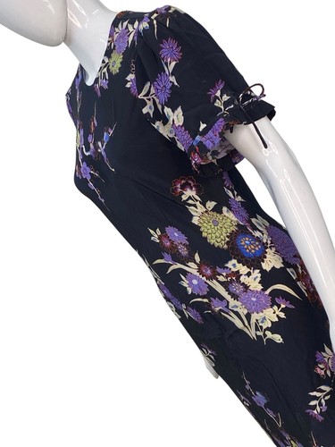 Isabel Marant Etoile Femmes Soie Imprimé Floral Noir Midi Maxi Robe TAILLE S - Photo 7 sur 14