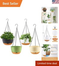 4 Pack Hanging Planter for Plants Indoor,8 Inch Plant Pot Outdoor Plastic Han...