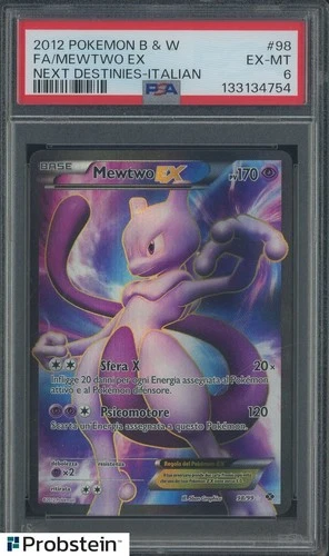 2012 Pokemon B & W Next Destinies Italian #98 Mewtwo Ex Fa PSA 6 EX-MT