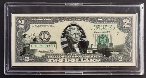 2003 Colorized South Dakota Statehood $2 Dollar Note