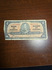 Canada 1937 $2 Two Dollars Note Coyne-Towers Z/B Prefix 6794580