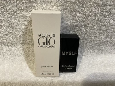 Giorgio Armani Acqua Di Gio Travel Spray 0.5 oz  & YSL MYSLF Miniature 0.25 oz