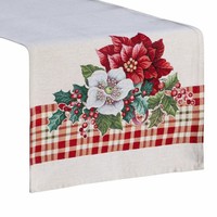 TischläUfer Weihnachten Tischtuch Tischdecke 50X110Cm Kariert Muster Blumen Deko