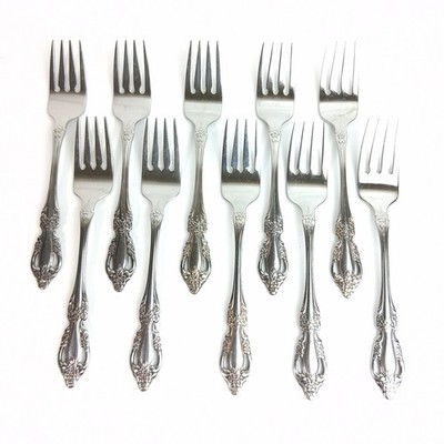 Oneida Raphael HH Distinction Deluxe Stainless Salad Forks Lot of 10