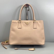 AUTH PRADA Galleria Medium Nude Pink Saffiano Leather Tote Handbag.