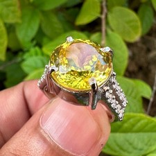 Natural Yellow Sapphire Ring 925 Sterling Silver Certified Gems Jewelry For Gift