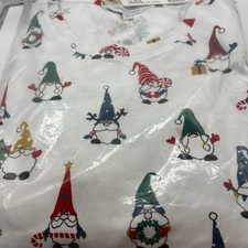 The Company Store Pajama Set Womens XL 2-Piece Christmas Gnomes White